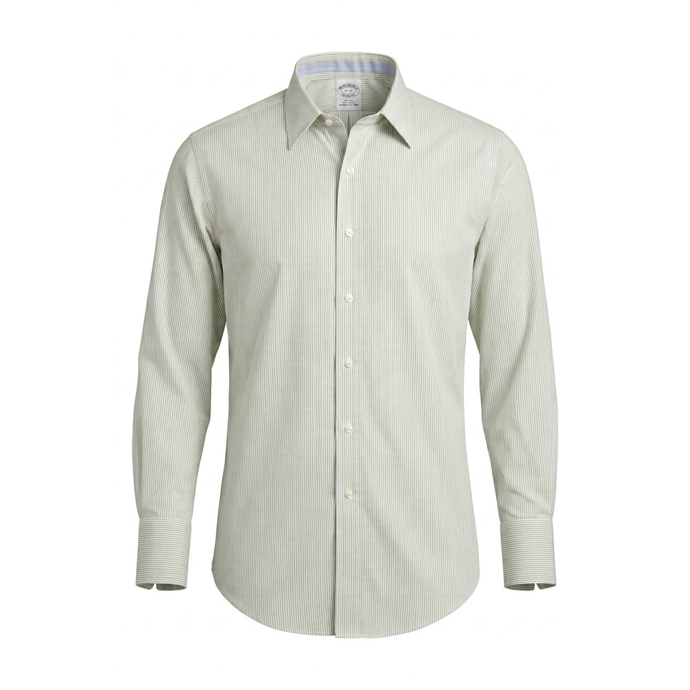 Brooks Brothers Slim Fit Non‑Iron Dress Shirt Men's 16‑33 Blue Stripe Yellow